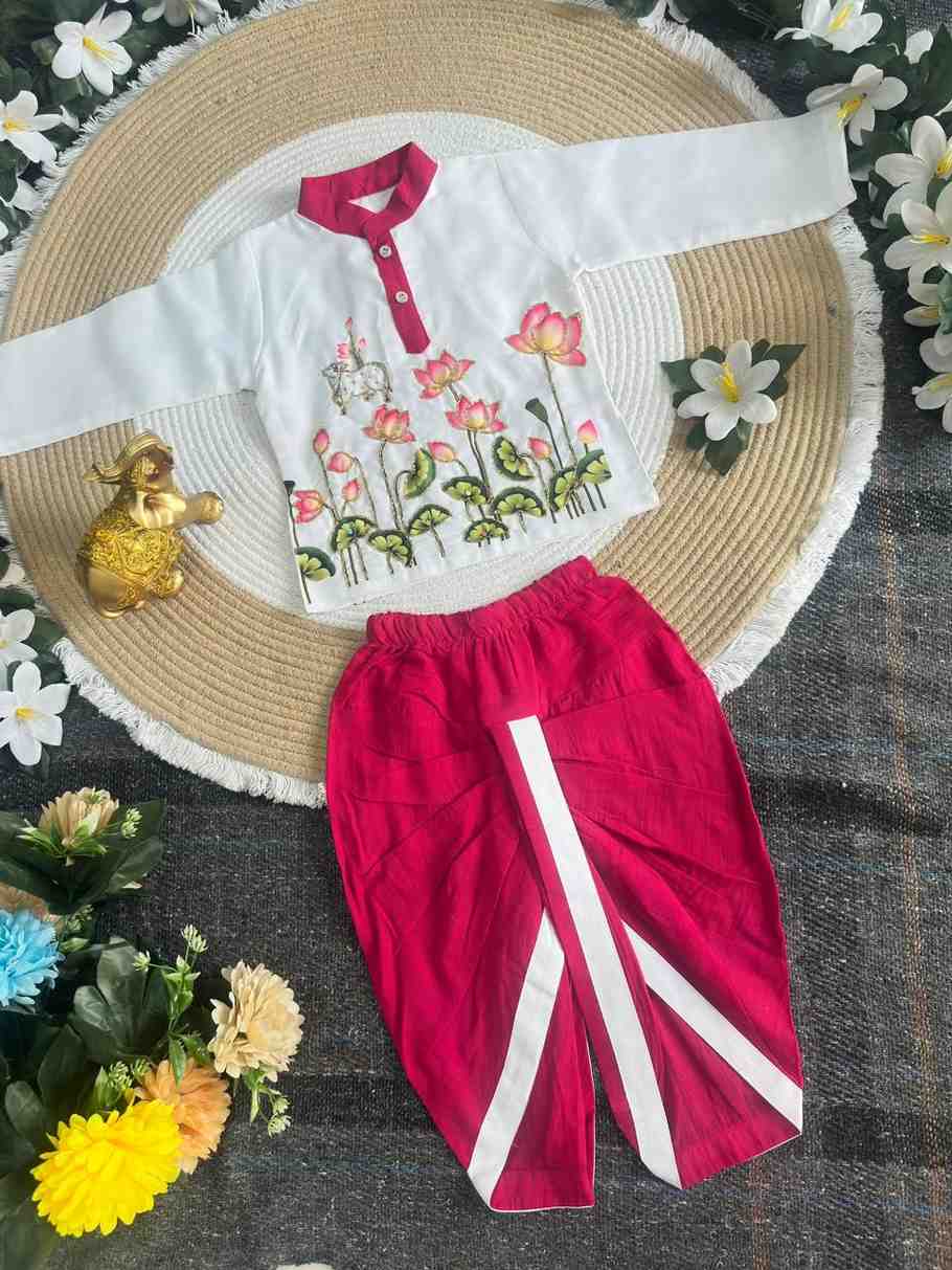Kid's Kalamkari Cotton Dhothi Set
