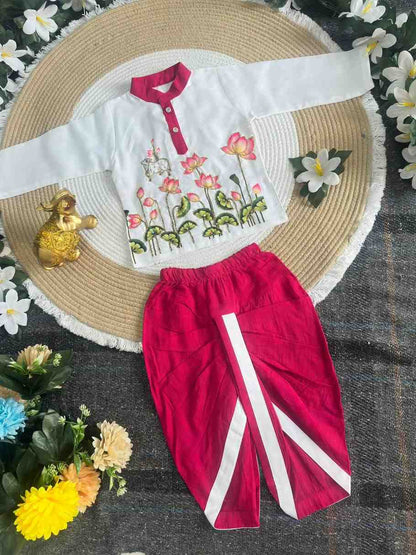 Kid's Kalamkari Cotton Dhothi Set