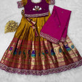 Kids Paithani lehenga – yellow – Arhas Couture