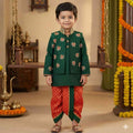 Kids raw silk work kurta with brocade dhoti – 6 months to 15 years – Arhas Couture