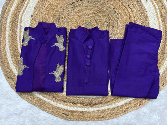 Kid's Raw Silk Kurta Set