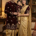 Semi Kanchi tissue family outfit – boys, girls, men and Mom – Arhas Couture