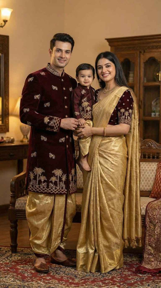 Semi Kanchi Tissue Family Outfits