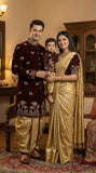 Semi Kanchi tissue family outfit – boys, girls, men and Mom – Arhas Couture