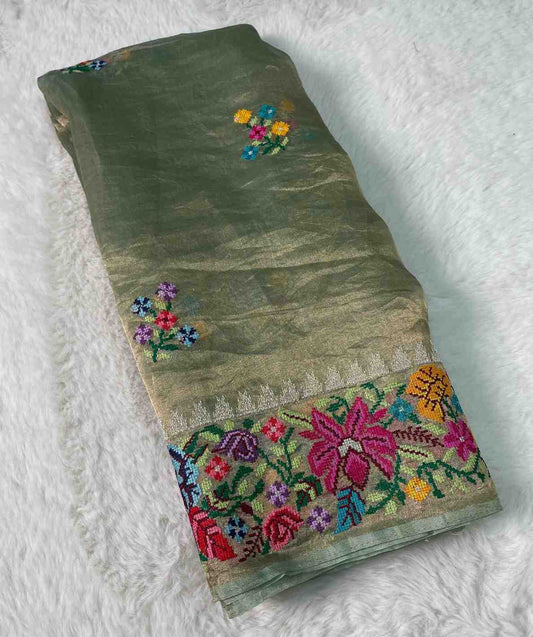 Fancy tissue embroidery saree – colour 2 – Arhas Couture