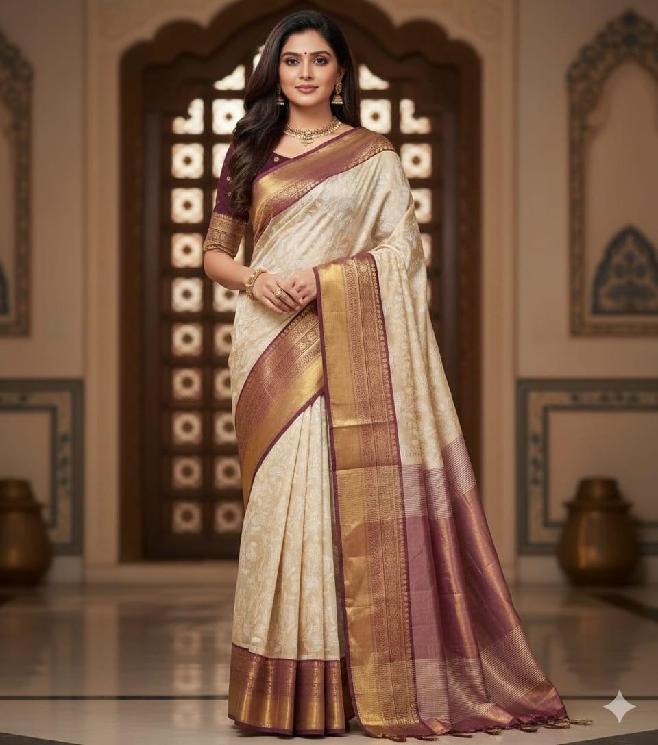 Kanchi silk maggam family outfit – wine – Arhas Couture
