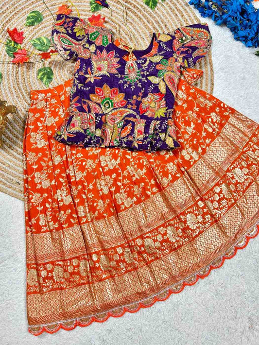 Kid's Natural Crepe Silk Lehenga