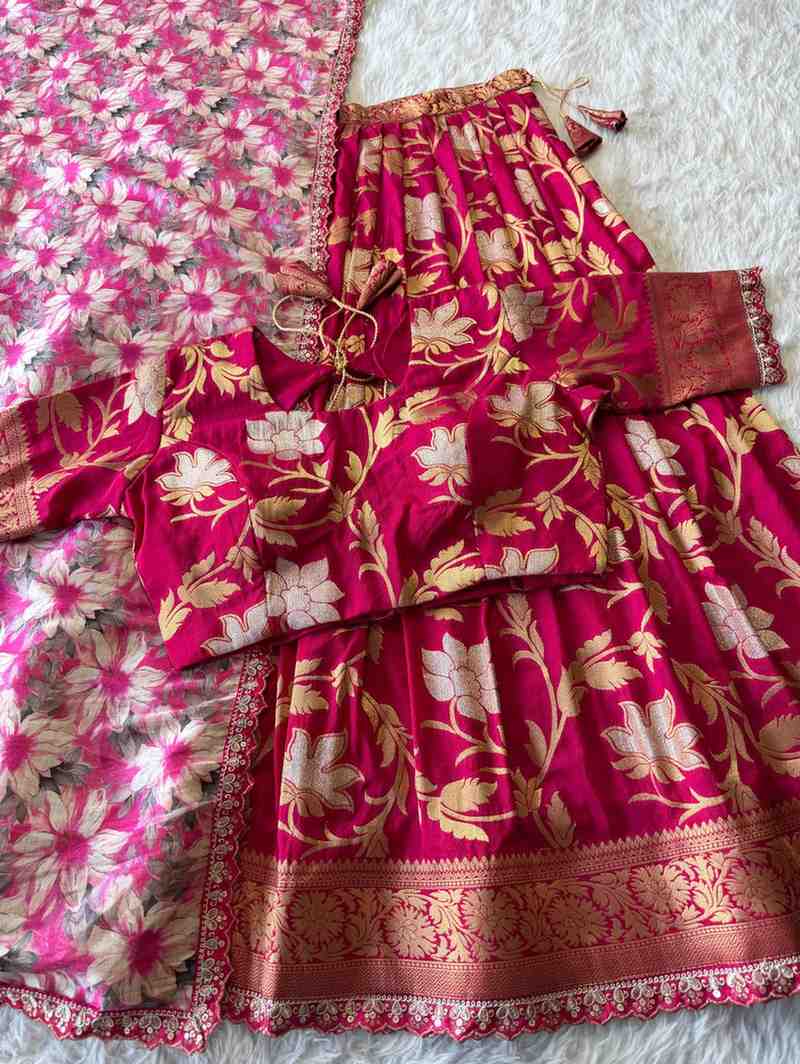 Fancy Khaddi crepe scalloped lehenga with Tussar dupatta – Arhas Couture