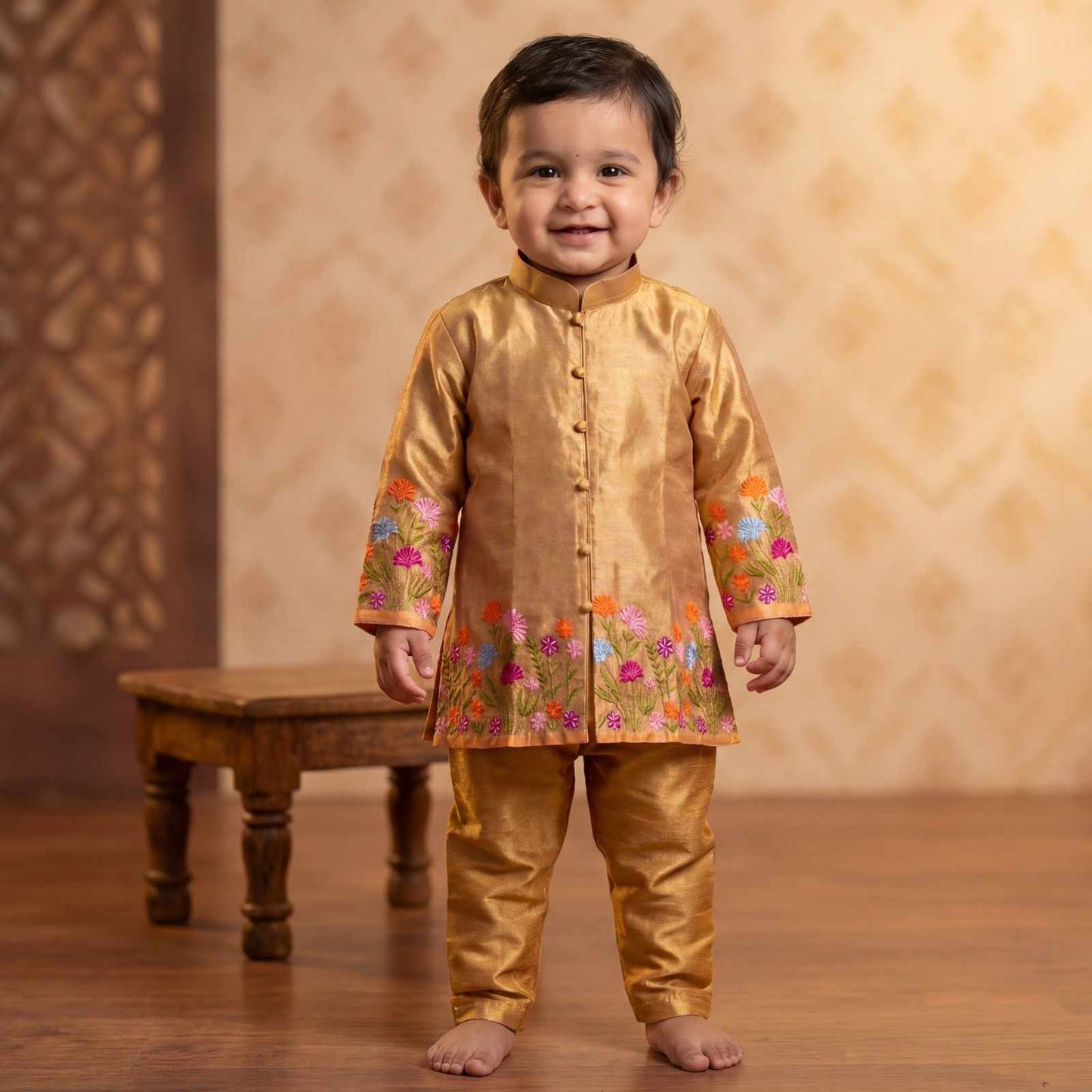 Multicolour Banarasi Silk Family Outfits