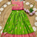 Kids Paithani lehenga – white – Arhas Couture