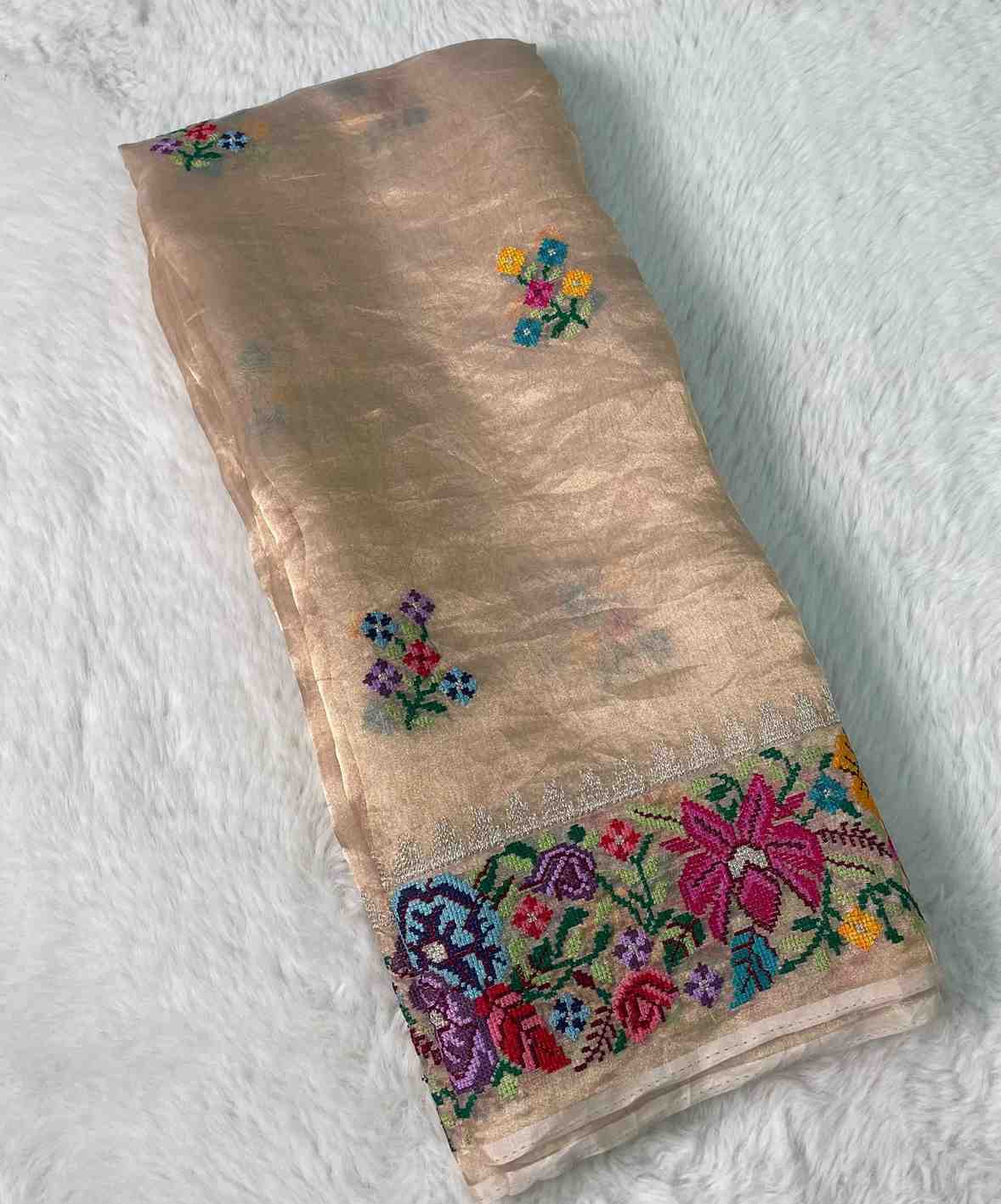 Fancy tissue embroidery saree – colour 6 – Arhas Couture