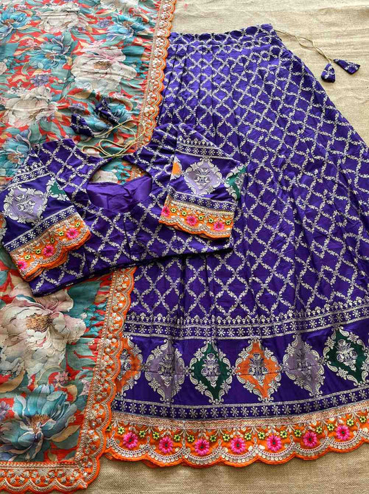 Silk Embroidery Lehengas