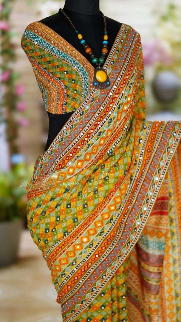 Fancy Georgette designer sarees by Arhas Couture