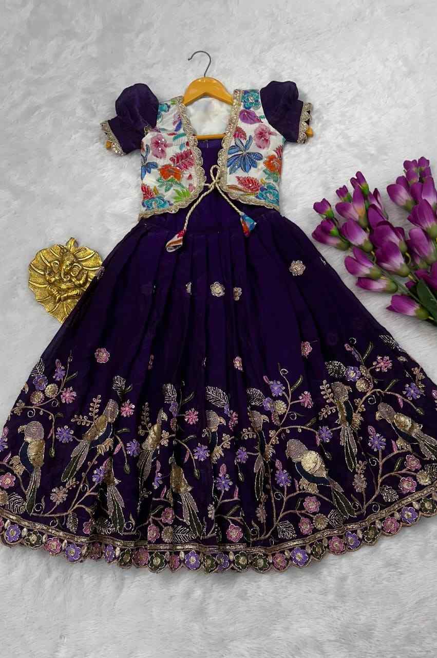 Kids tissue gown – floral coat detail – Arhas Couture