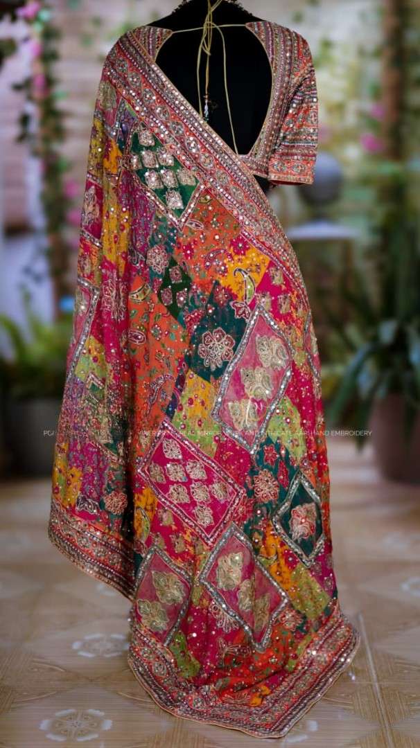 Fancy Ajrakh saree – colour 2 – Arhas Couture