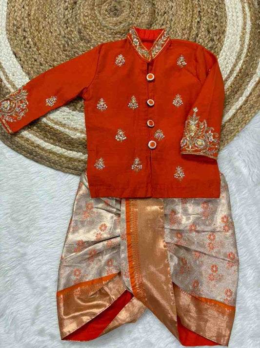 Semi Kanchi Banarasi family outfits by Arhas Couture