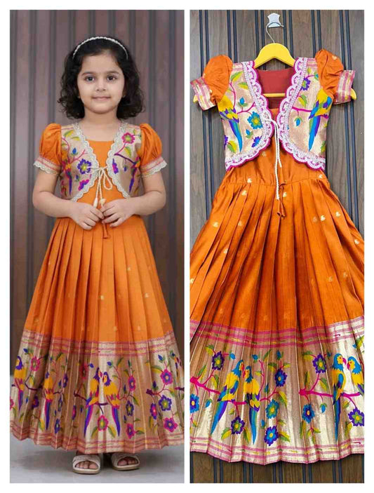 Kid's Paithani Silk Gowns