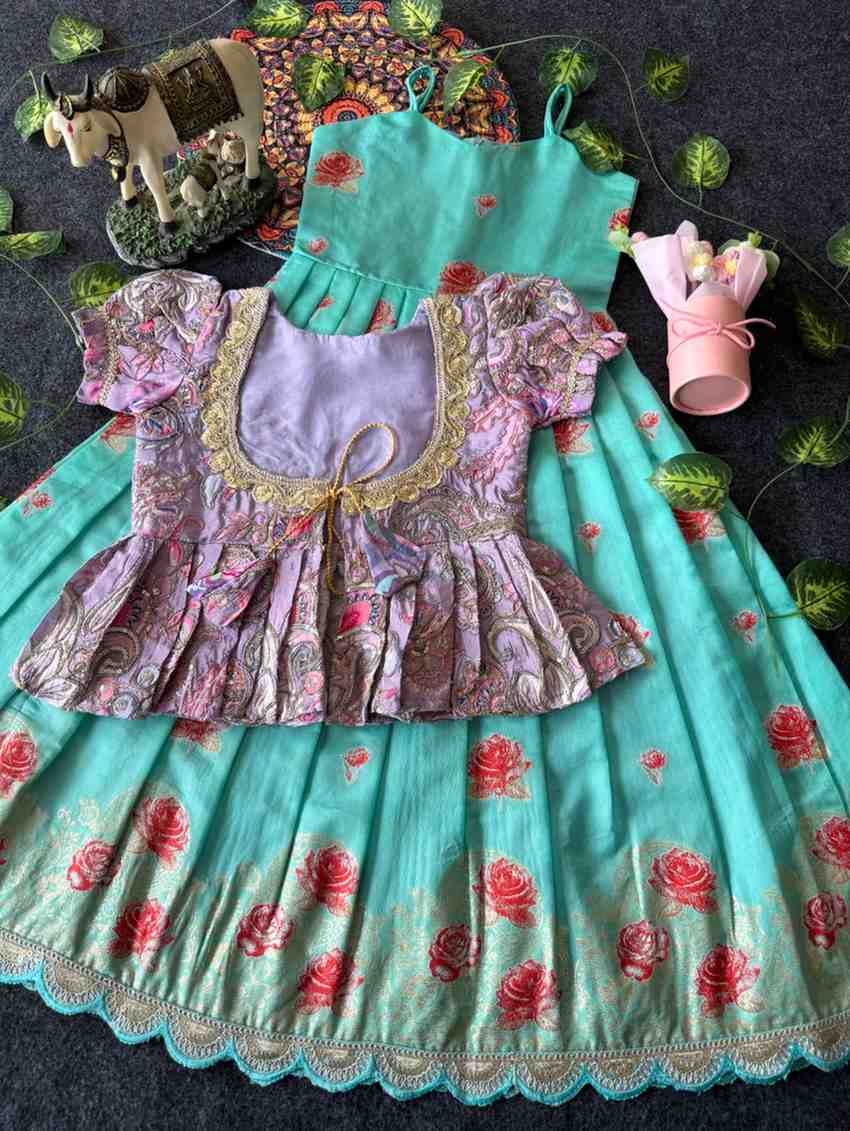 Kids Dola silk gown – pink – Arhas Couture