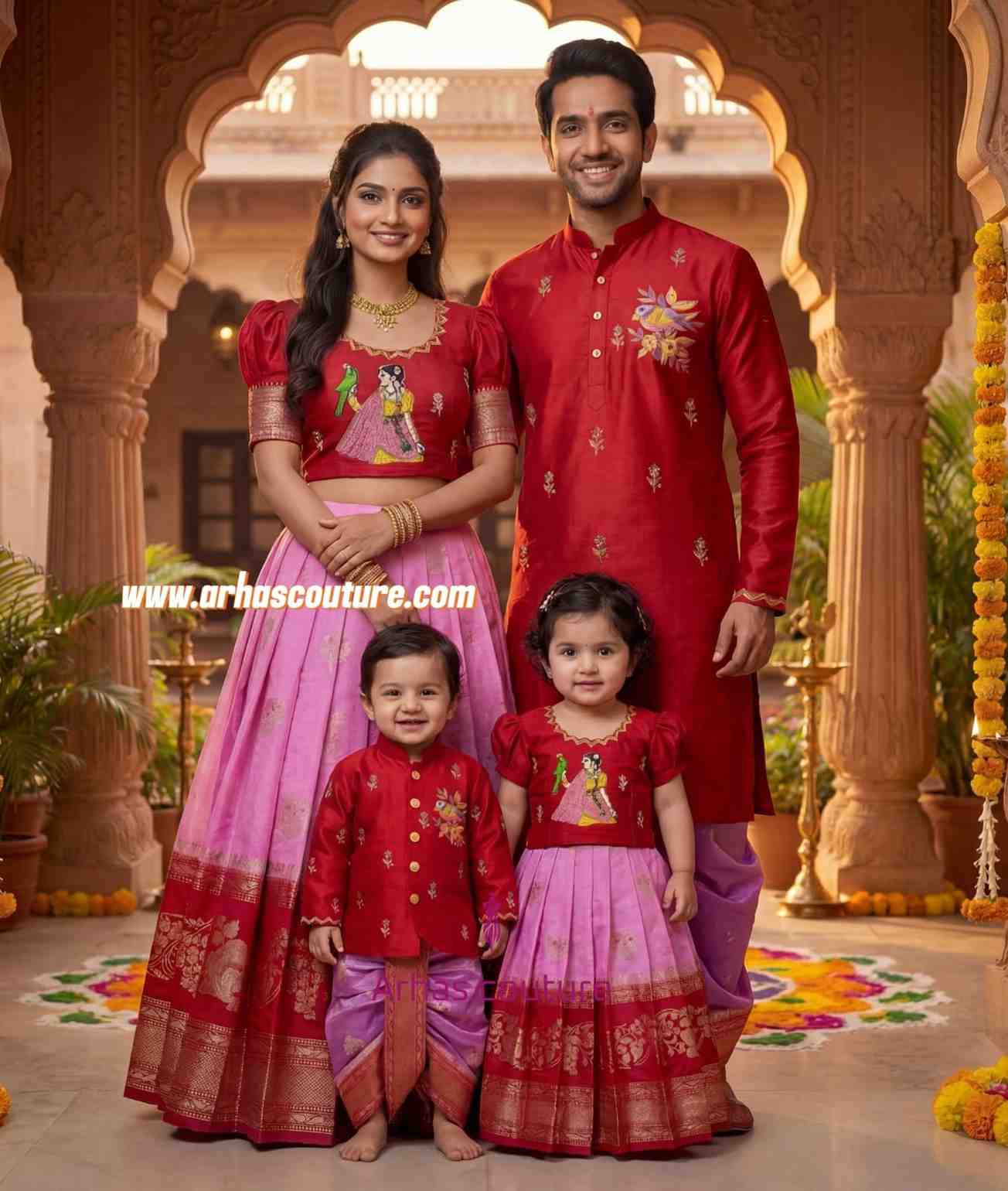 Banarasi silk family outfit – colour 1 – Arhas Couture