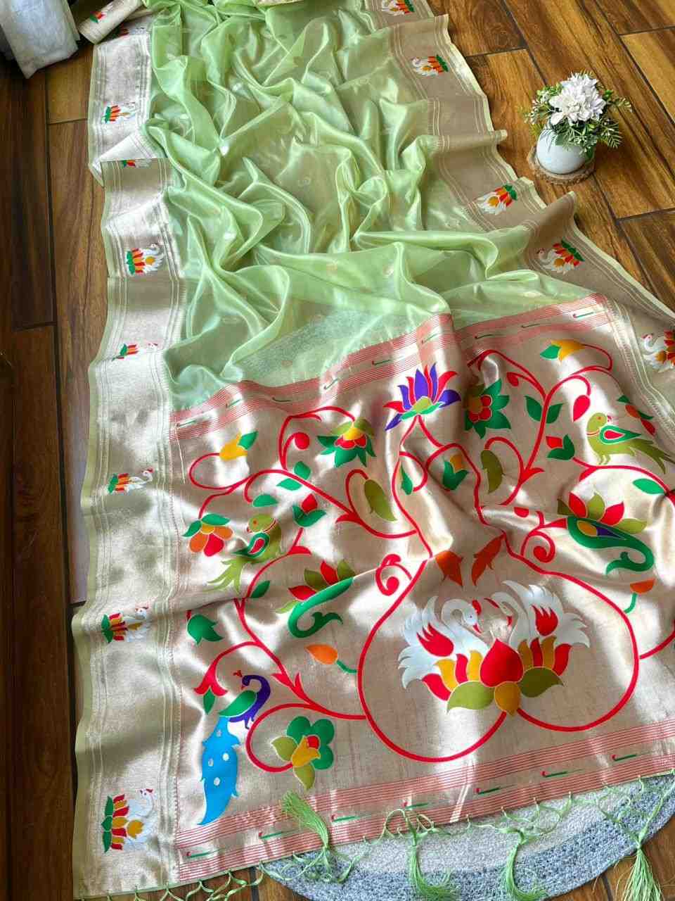 Fancy organza Paithani saree – colour 4 – Arhas Couture