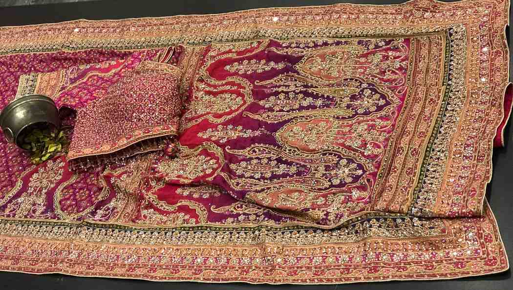 Fancy Ajrakh Chinnon saree – colour 1 – Arhas Couture