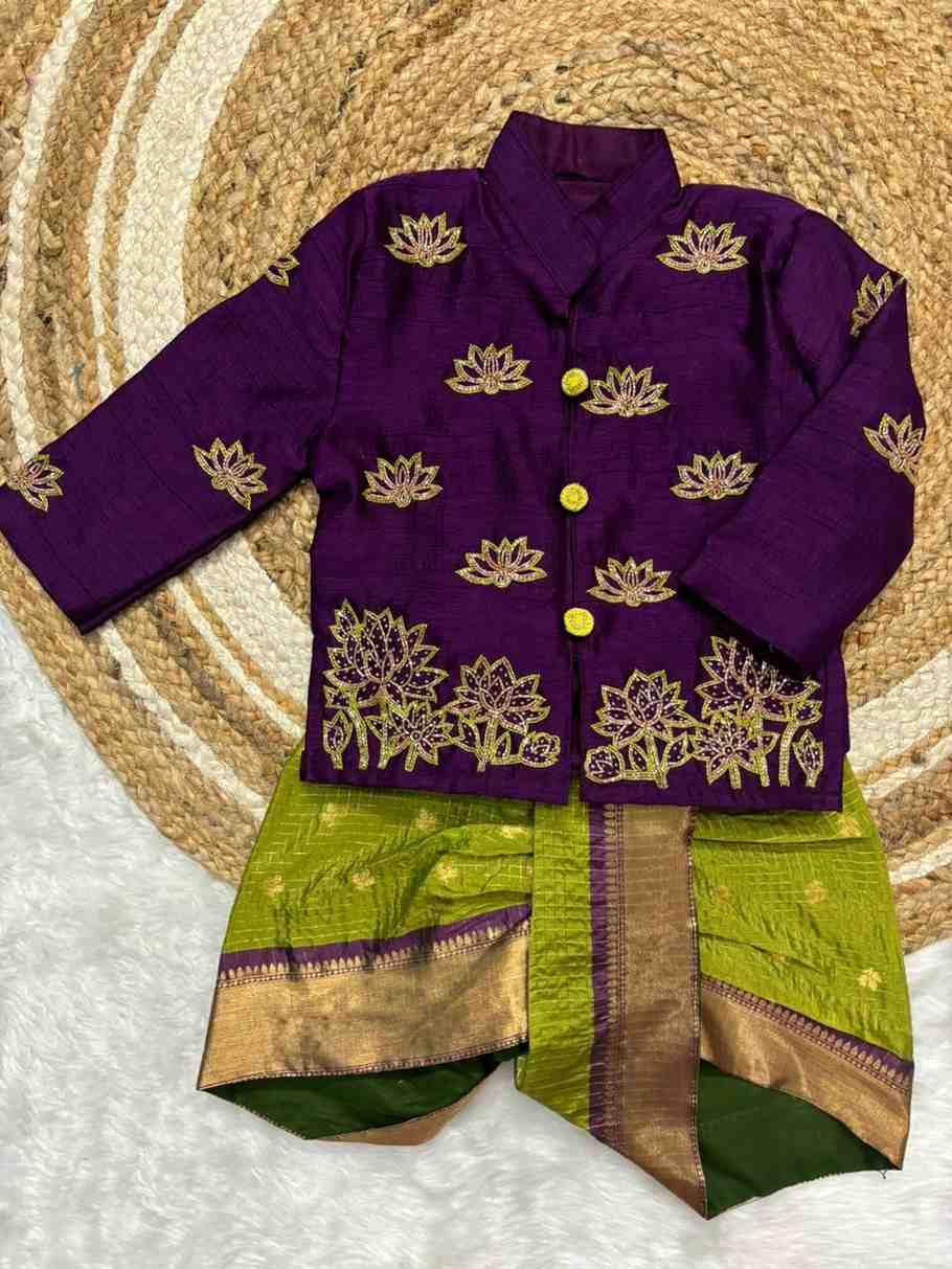 Kids raw silk kurta sets by Arhas Couture