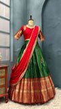 Fancy Kanjivaram silk lehenga with Rangoli silk dupatta – Arhas Couture