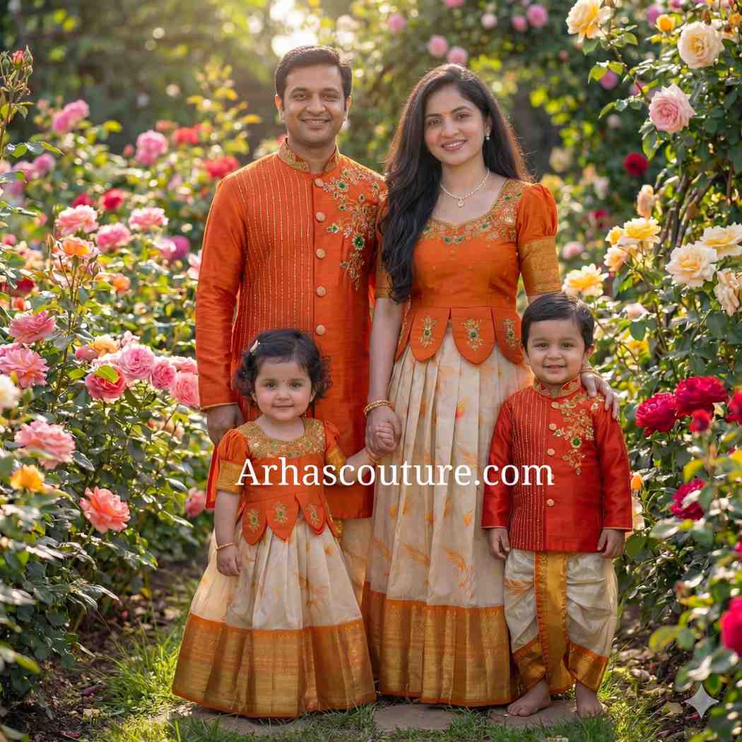 Semi Kanchi tissue family outfit – colour 1 – Arhas Couture