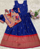 Kids soft Paithani silk gown – 9 colours – 1 to 15 years – Arhas Couture