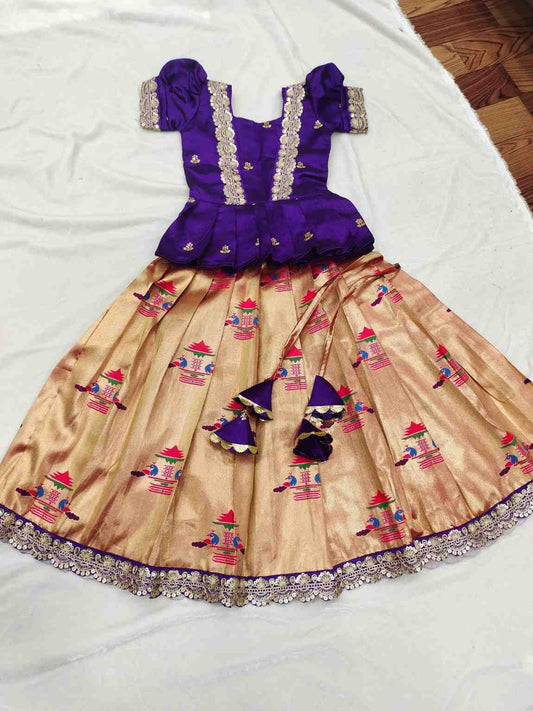 Kid's Paithani Silk Lehengas