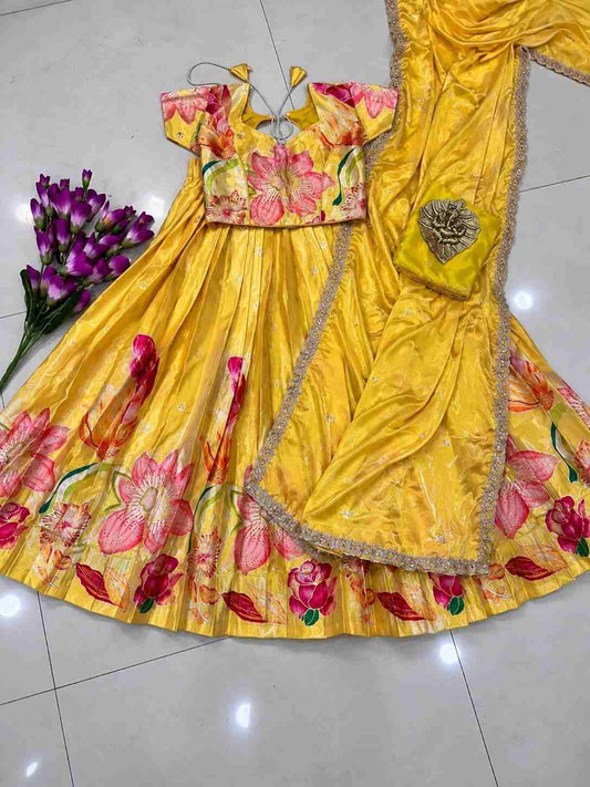Kid's Digital Print Silk Lehengas