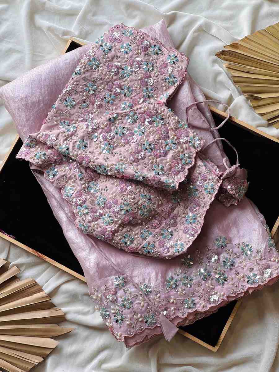 Space silk ready-to-wear saree – colour view – Arhas Couture