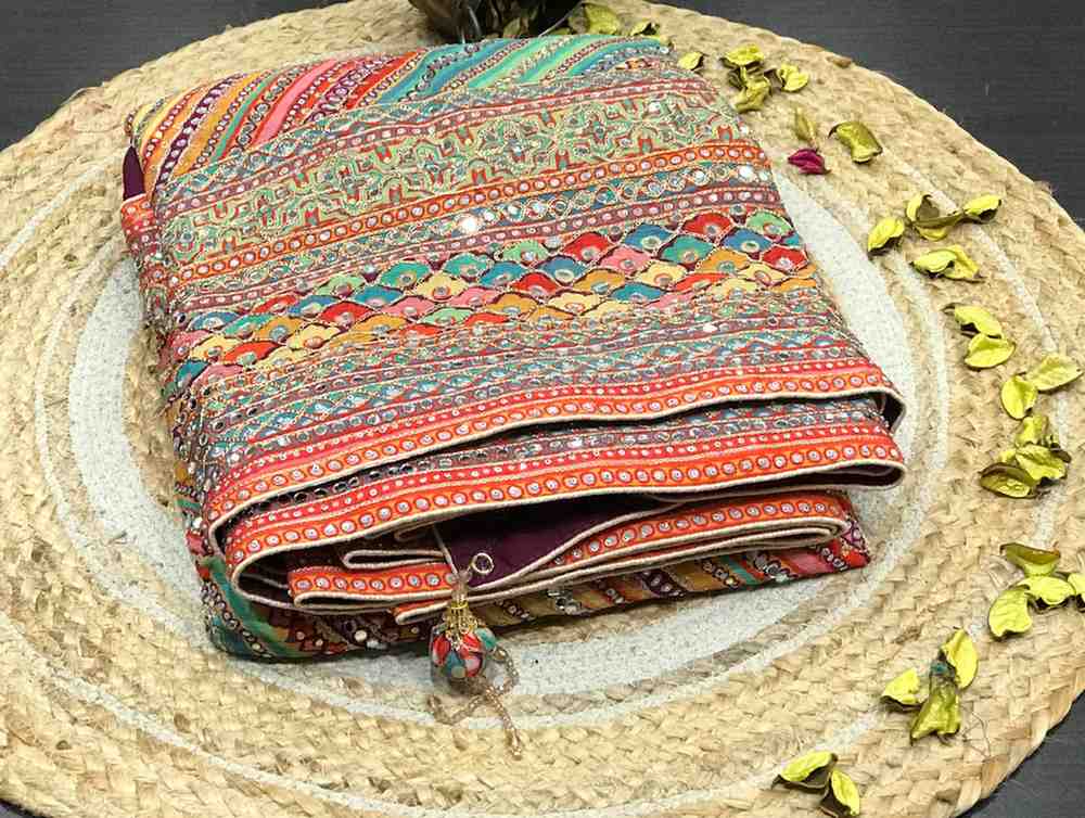 Ajrakh Print Chinnon Saree