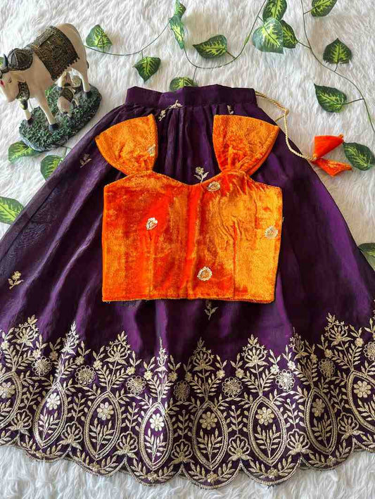 Kids royal velvet lehenga – colour 2 – Arhas Couture