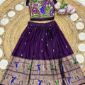Kids Paithani lehenga – purple – Arhas Couture