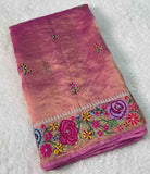 Fancy tissue silk embroidery saree with petit point – Arhas Couture