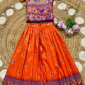 Kids Paithani lehenga – orange – Arhas Couture
