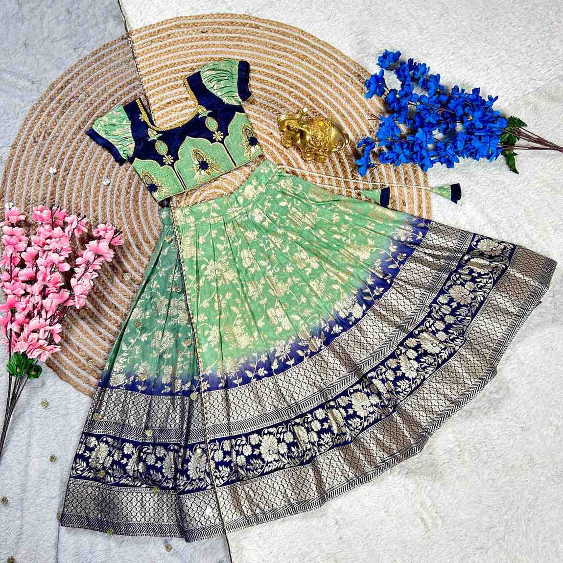 Kid's Dyeable Dola Silk Lehanga