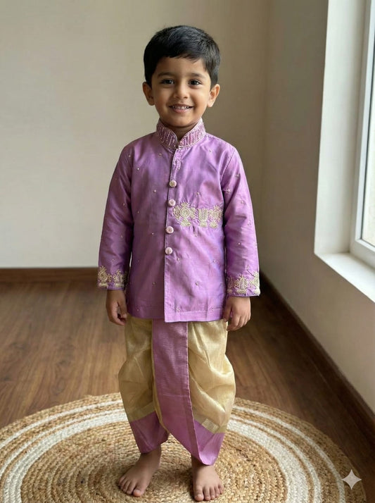 Soft tissue silk sister-brother combo – boys and girls – 6 months to 15 years – Arhas Couture