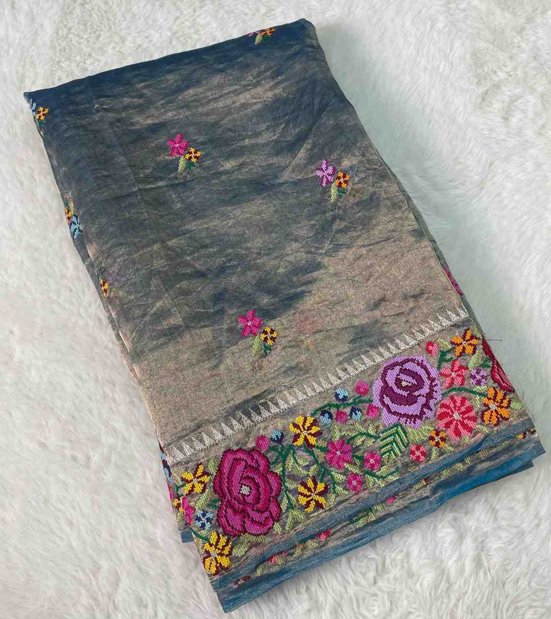 Fancy tissue embroidery saree – colour 6 – Arhas Couture