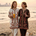 Fancy Roman silk co-ord set with hand embroidery – Arhas Couture