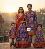 Semi silk Patola family outfit – girls, boys, men and Mom – Arhas Couture