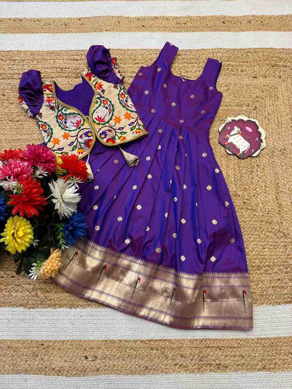 Kid's Paithani Zari Gowns
