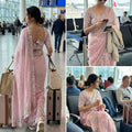 Fancy space silk 1-minute ready-to-wear saree with sequins and pearls – Arhas Couture