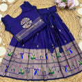 Kids Paithani lehenga – light blue – Arhas Couture
