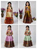 Kids shimmer Paithani silk lehenga – 4 colours – 1 to 15 years – Arhas Couture
