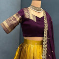 Fancy Kanjivaram silk jacquard lehengas by Arhas Couture