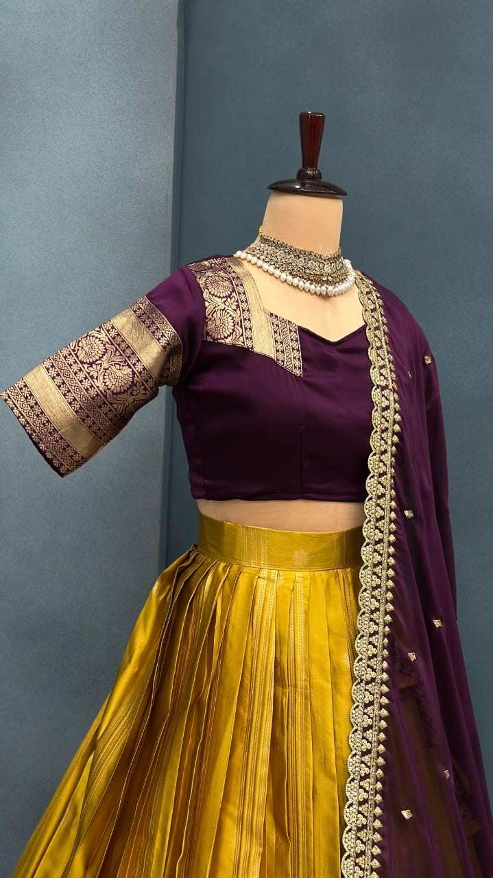 Fancy Kanjivaram silk jacquard lehengas by Arhas Couture