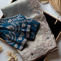 Fancy soft shimmer tissue saree with Aari and sequins handwork – Arhas Couture