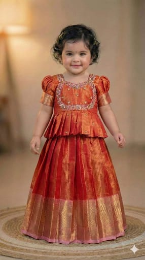 Fancy Banarasi tissue family outfit – kids view – Arhas Couture